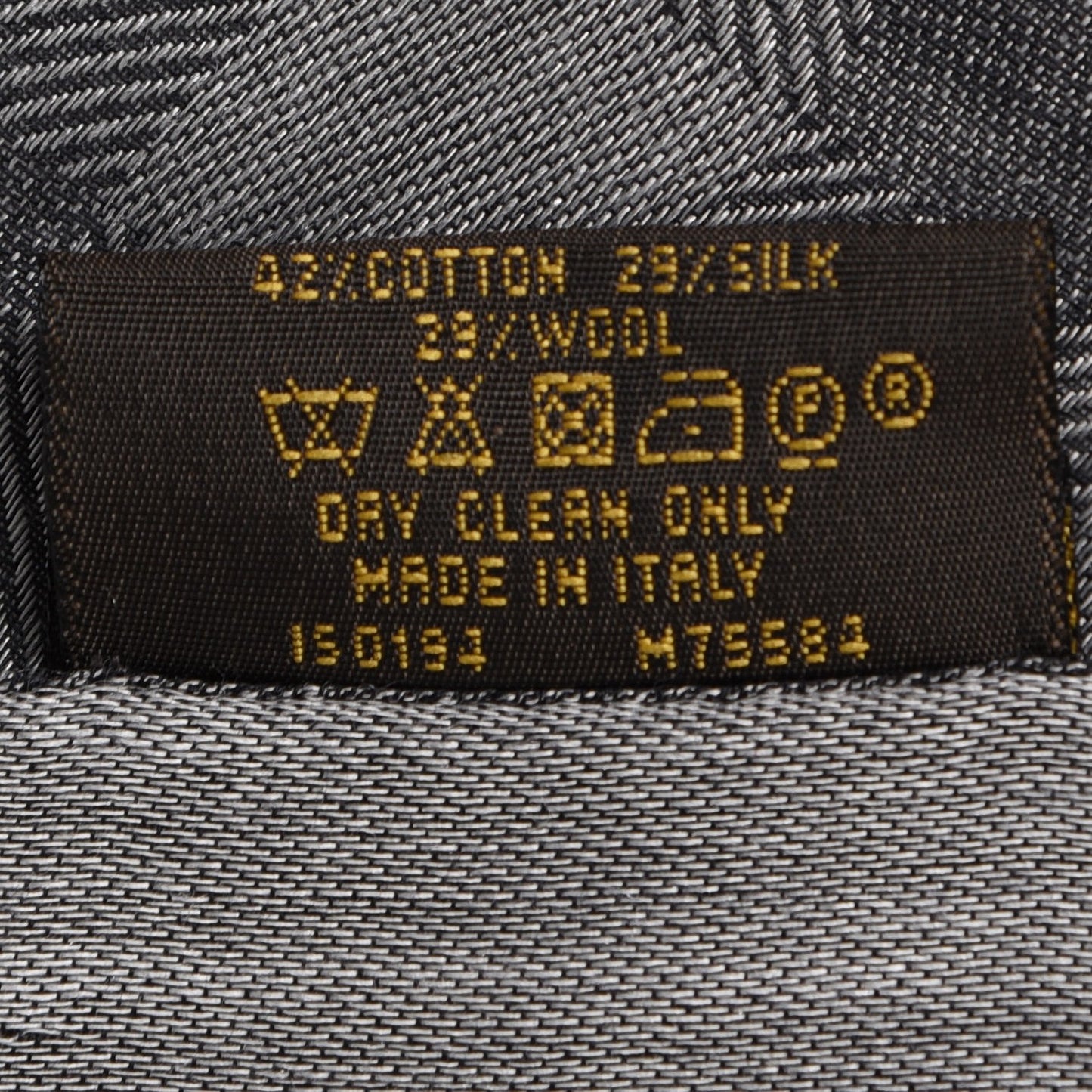 Cotton Silk Wool Damier Stole Gris