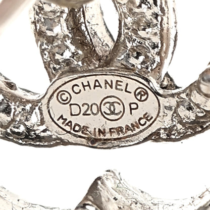 Chanel Crystal Coco Flapper Camellia CC Stud Earrings Silver 4 of 5