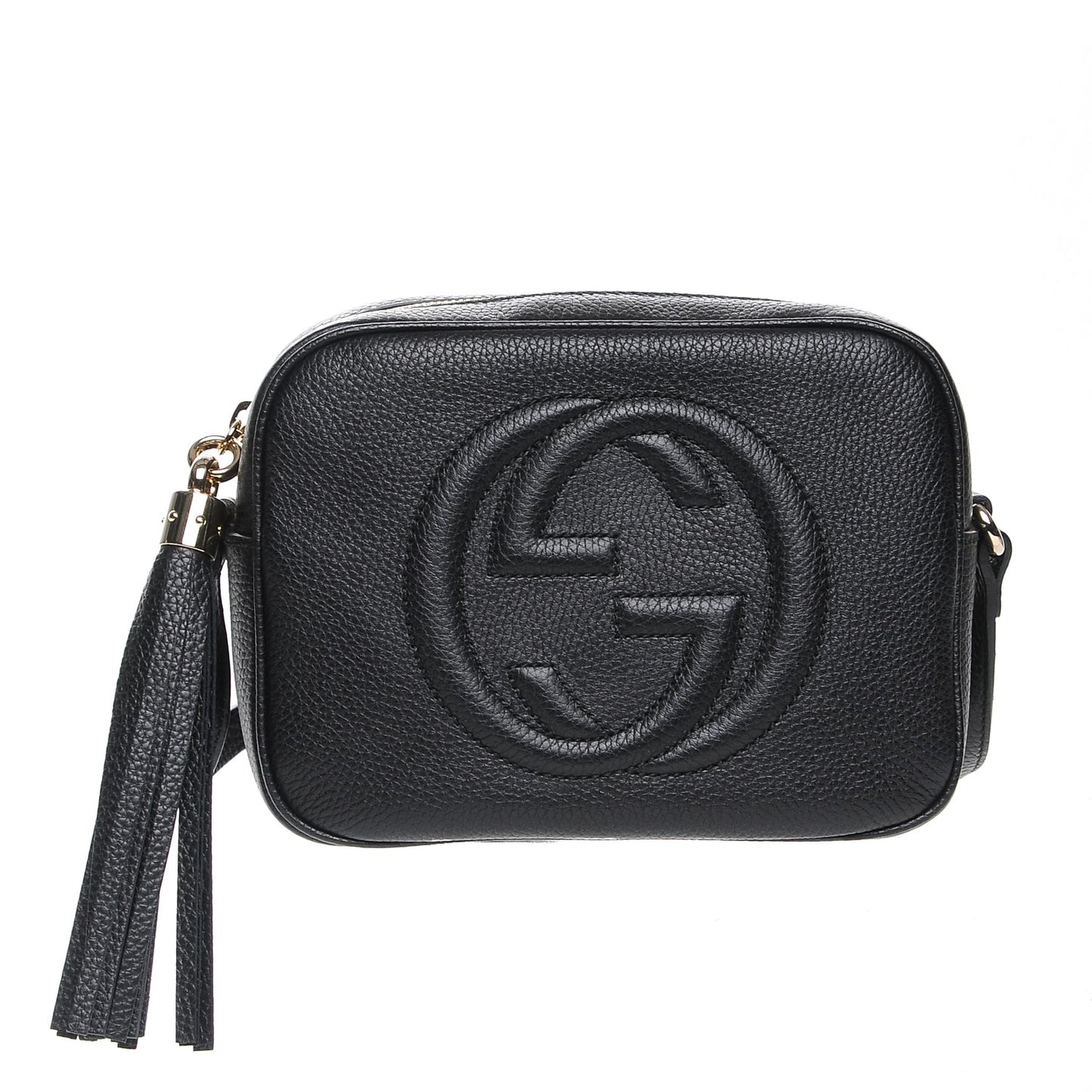 Pebbled Calfskin Small Soho Disco Bag Black