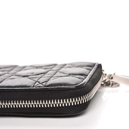Christian Dior Lambskin Cannage Voyageur Wallet Black 10 of 11