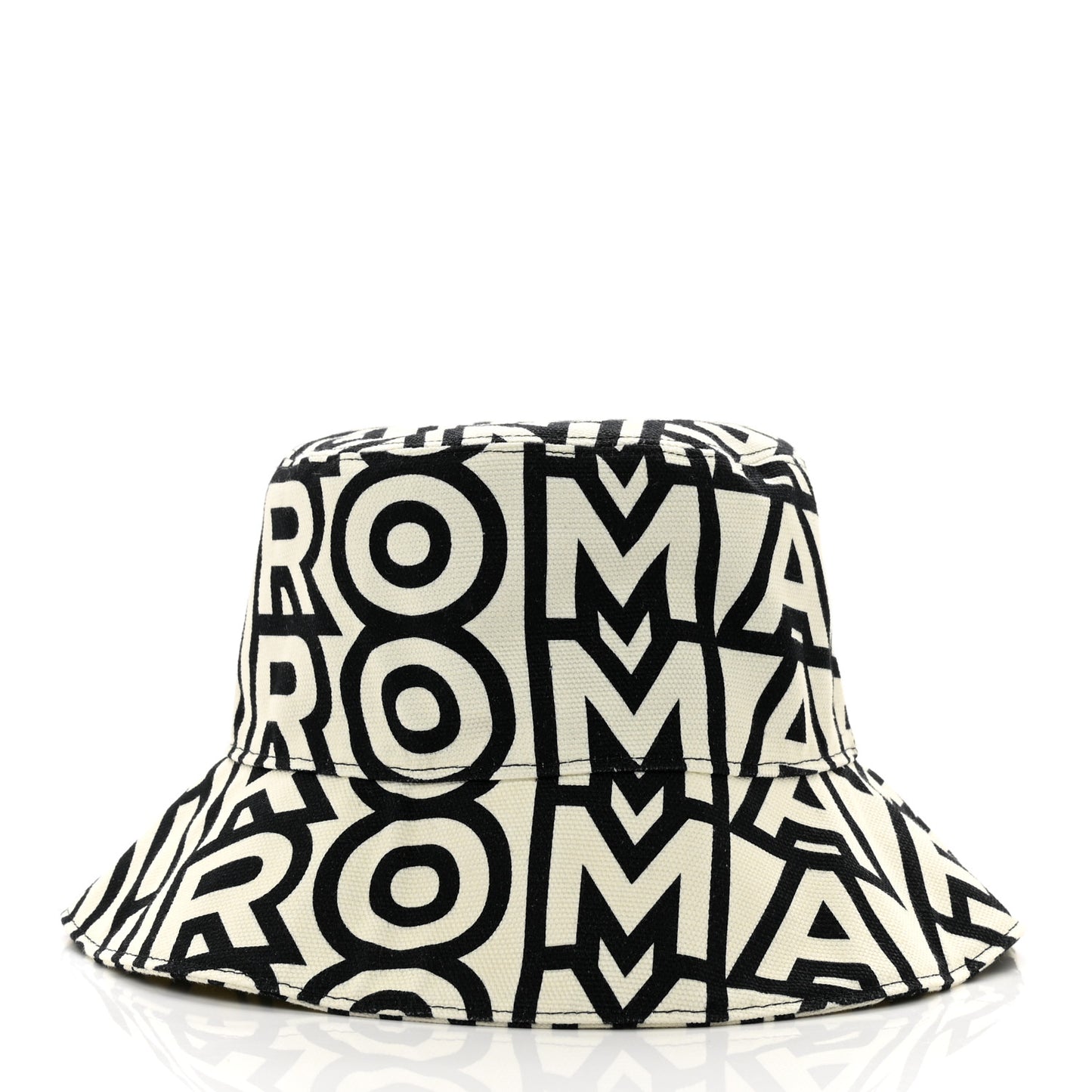 x MARC JACOBS Canvas Logo Print Bucket Hat S Black White