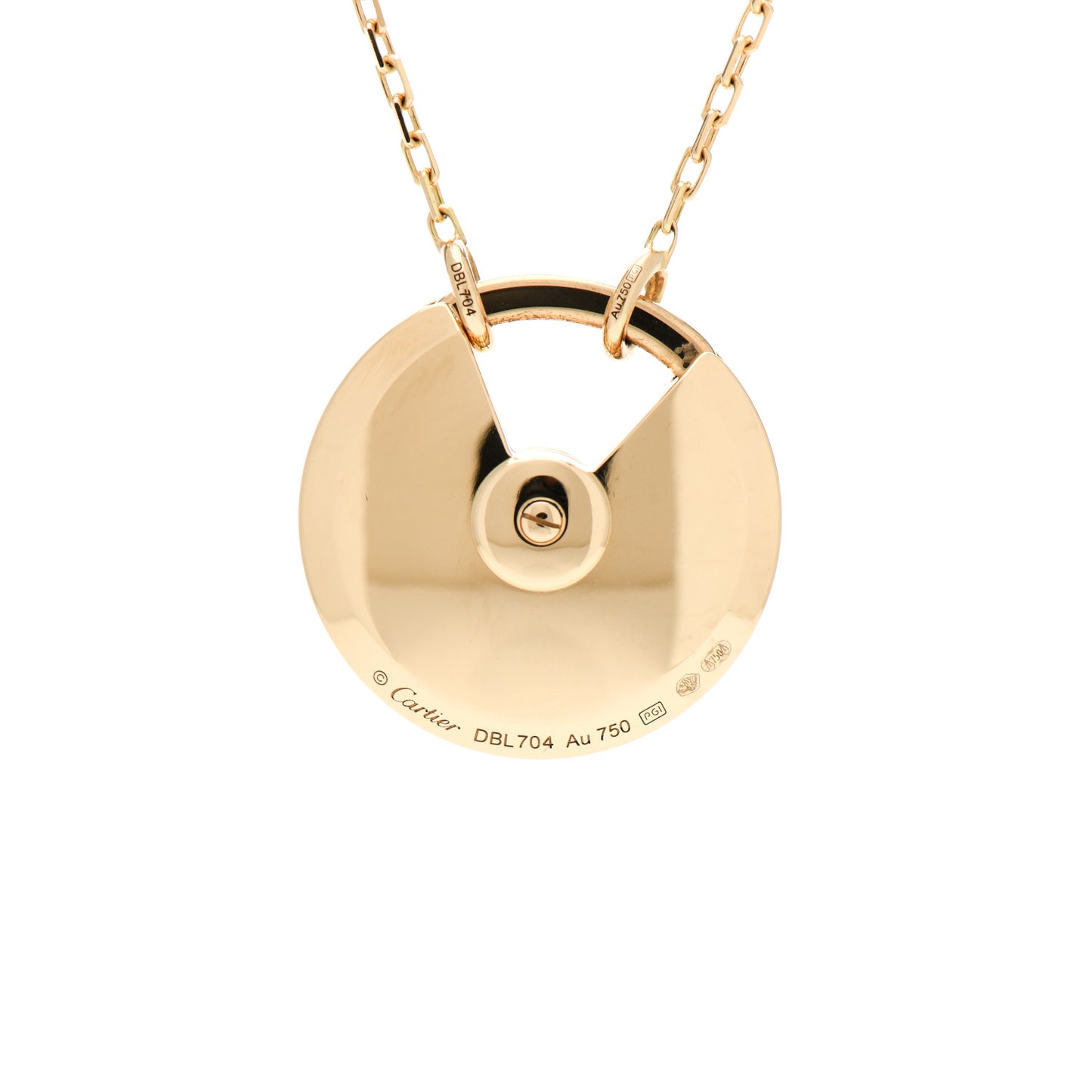 18K Yellow Gold Diamond Mother of Pearl SM Amulette de Cartier Pendant Necklace