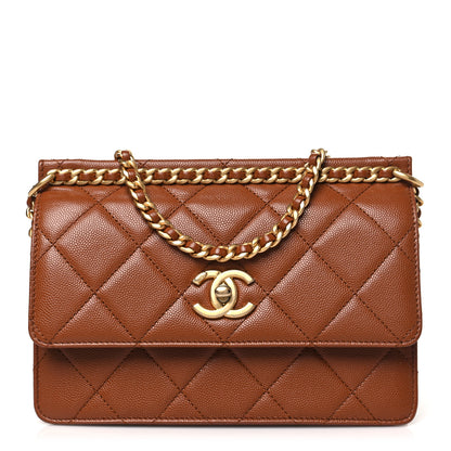 Chanel Caviar Quilted Small Chain Frame Flap Light Brown 1 of 10
