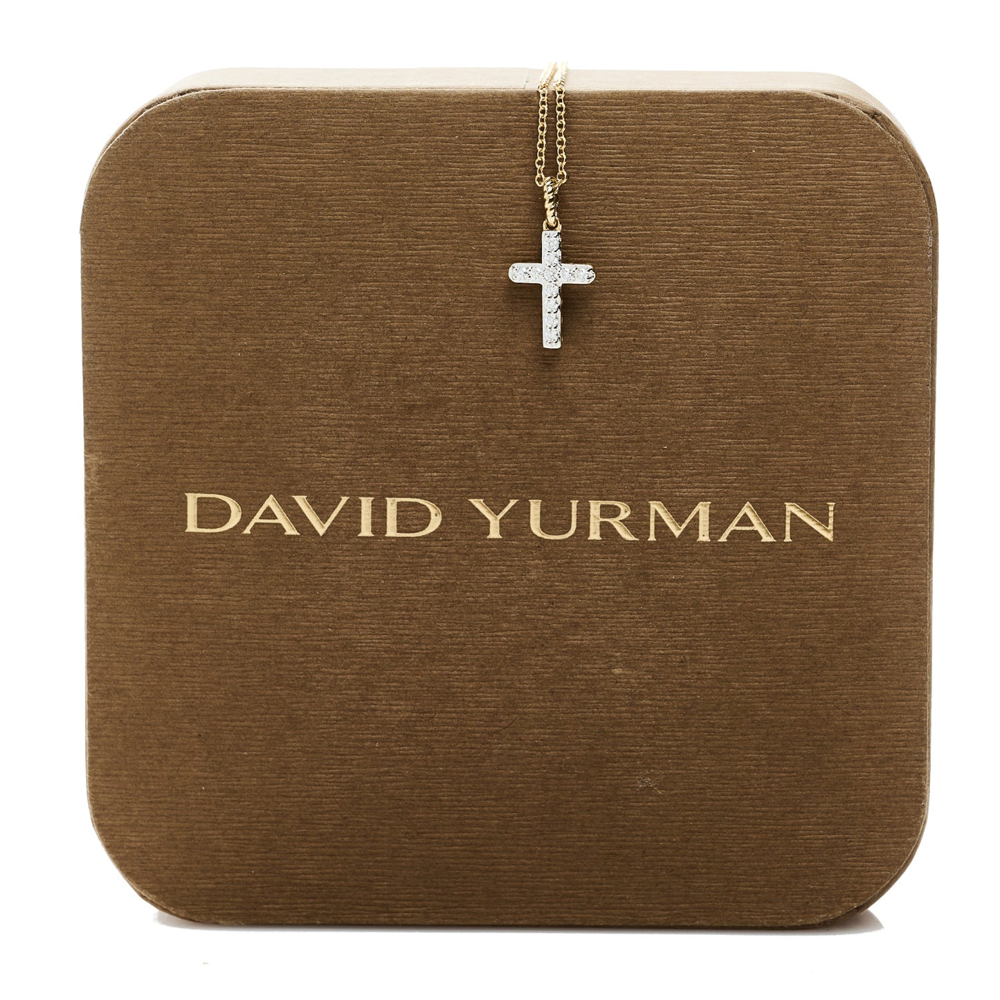 18K Yellow Gold Diamond Cable Collectibles Cross Pendant Necklace