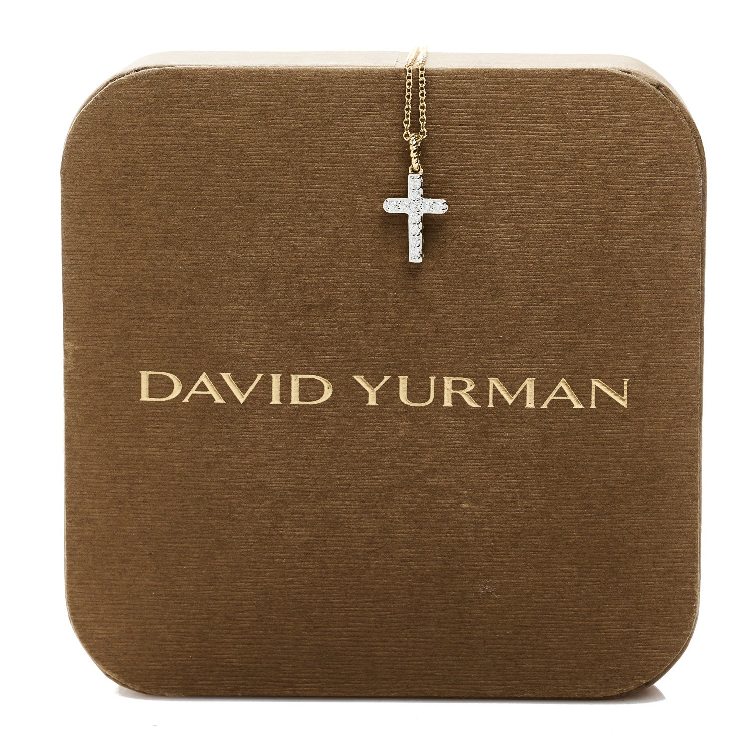 David Yurman 18K Yellow Gold Diamond Cable Collectibles Cross Pendant Necklace 6 of 6
