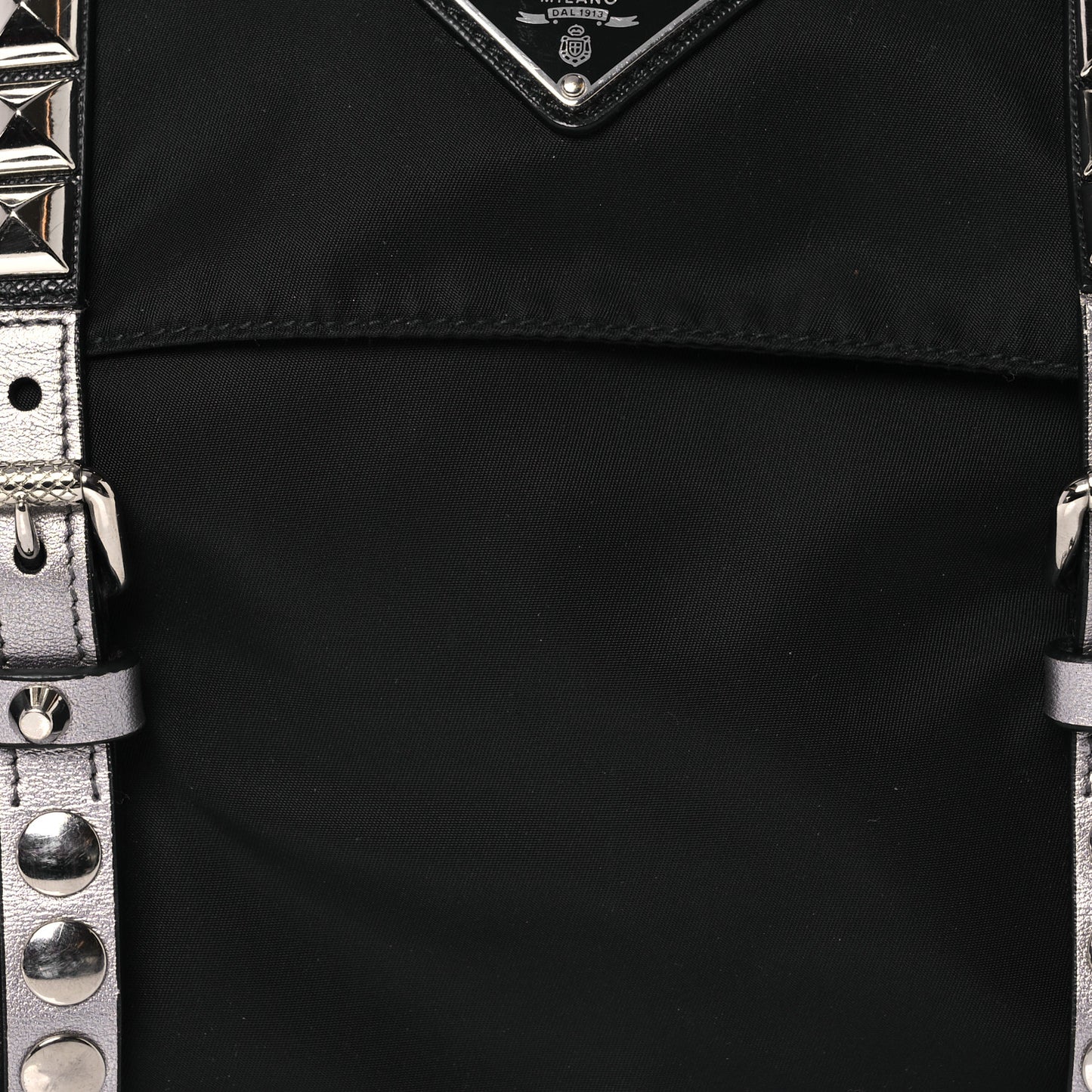 Nylon New Vela Studded Messenger Bag Black