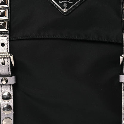 Prada Nylon New Vela Studded Messenger Bag Black 11 of 16