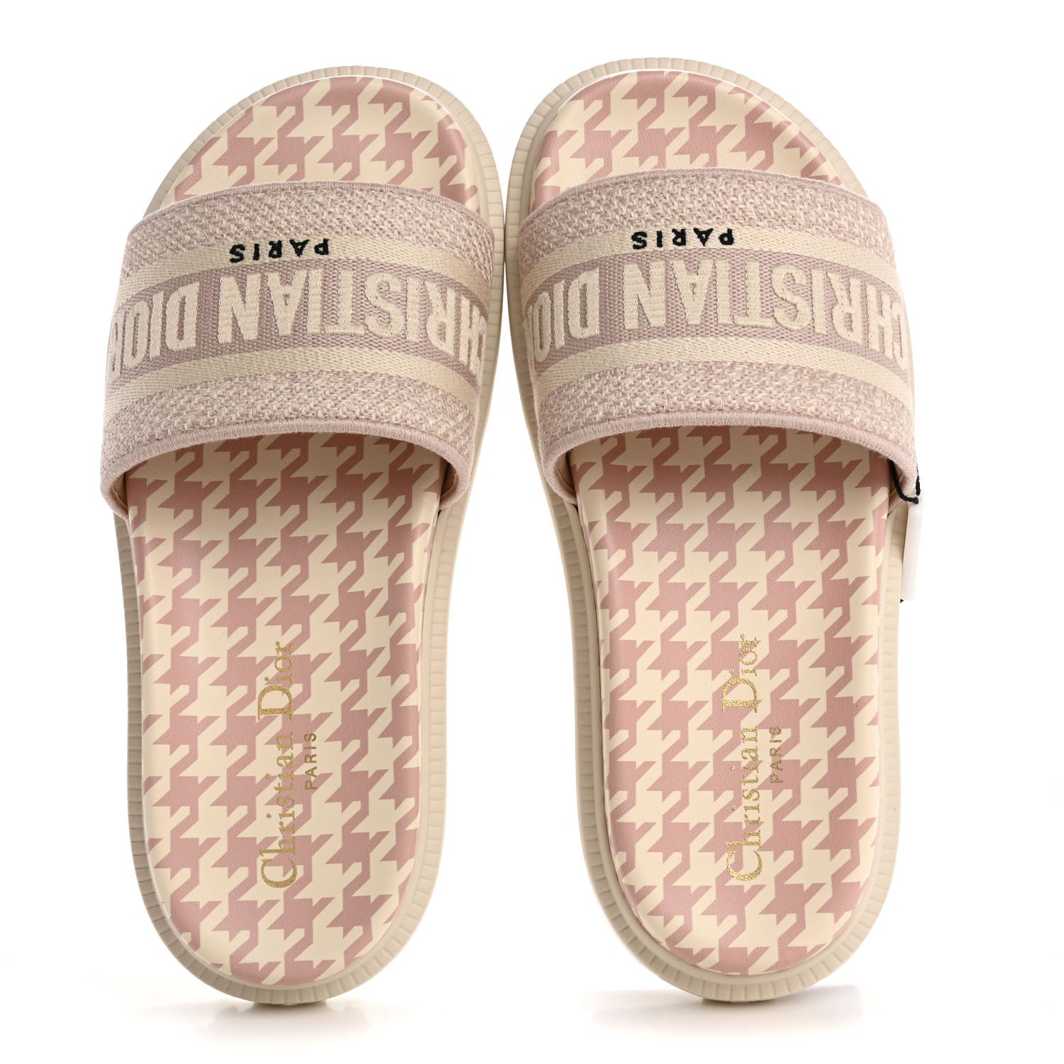 Christian Dior Micro PDP Cotton Houndstooth Embroidered Dway 10mm Slide Sandals 36 Rose De Ven 2 of 11