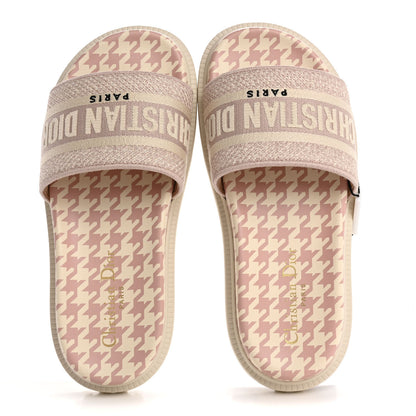 Christian Dior Micro PDP Cotton Houndstooth Embroidered Dway 10mm Slide Sandals 36 Rose De Ven 2 of 11
