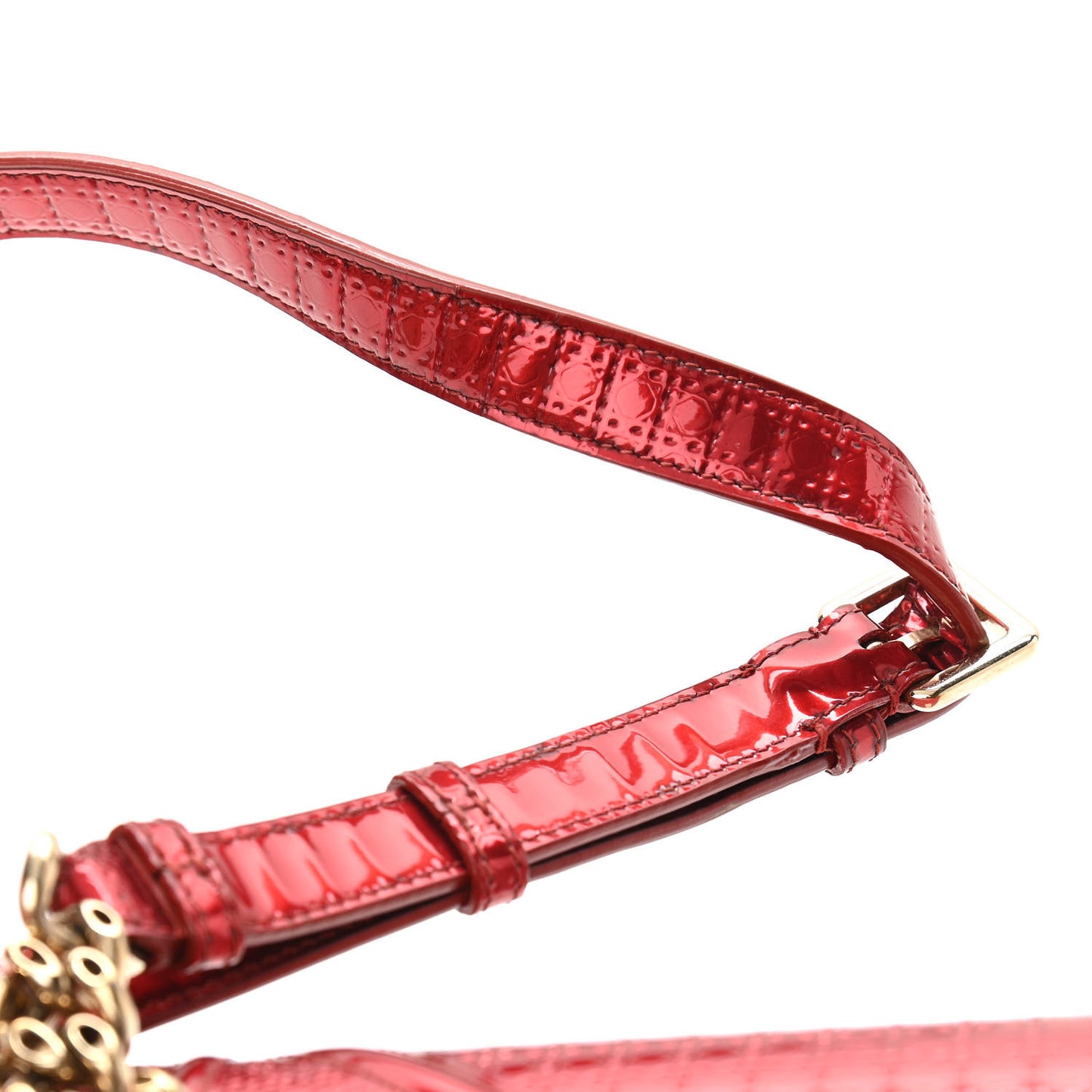 Metallic Patent Micro-Cannage Medium Diorama Flap Bag Red