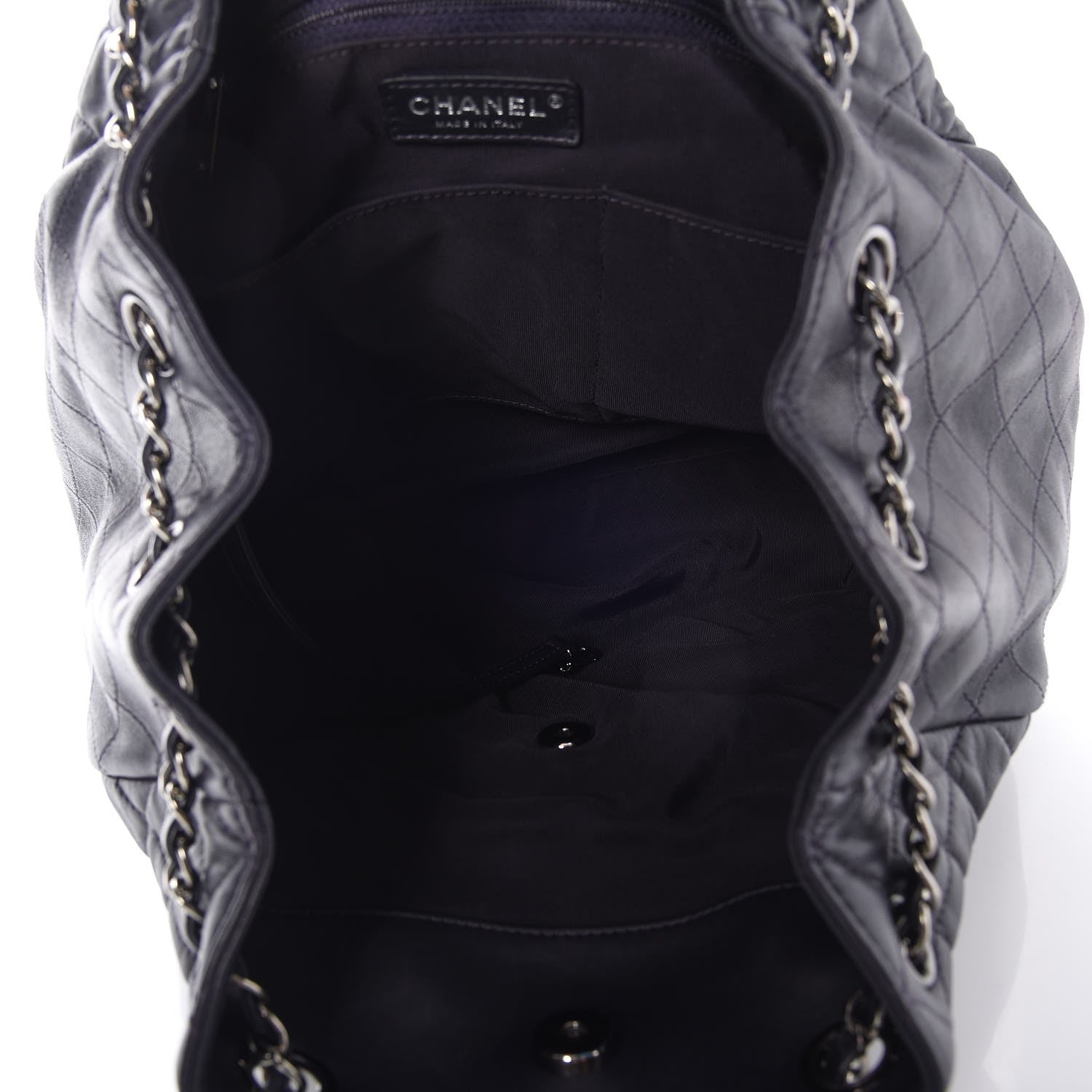 Chanel Lambskin Quilted Large Drawstring Shoulder Bag Dark Purple 7 of 9