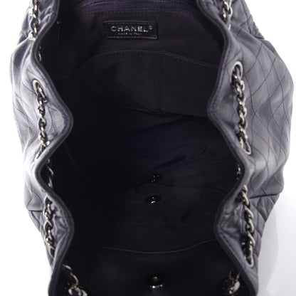Chanel Lambskin Quilted Large Drawstring Shoulder Bag Dark Purple 7 of 9