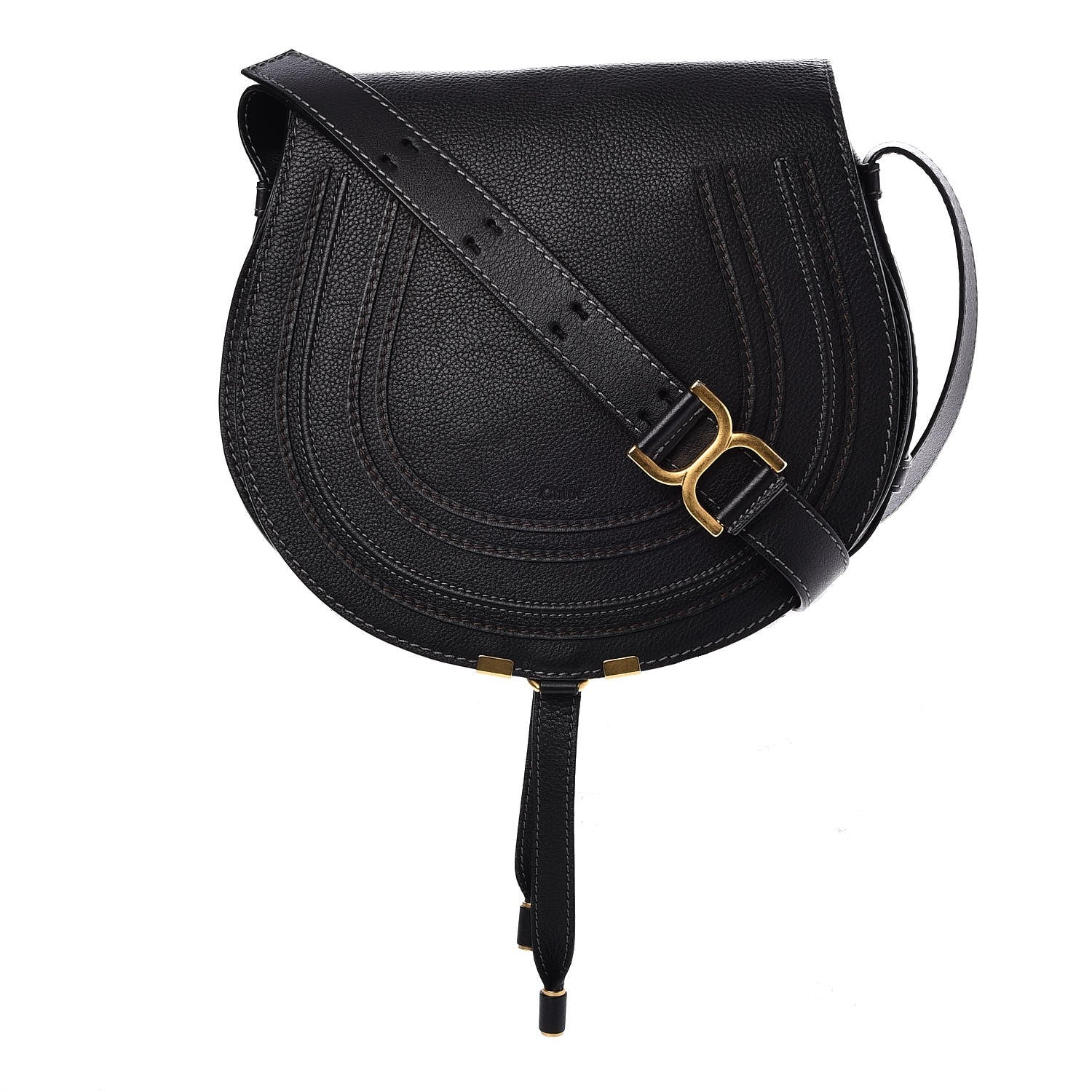 Chloe Calfskin Medium Marcie Round Crossbody Bag Black 1 of 8