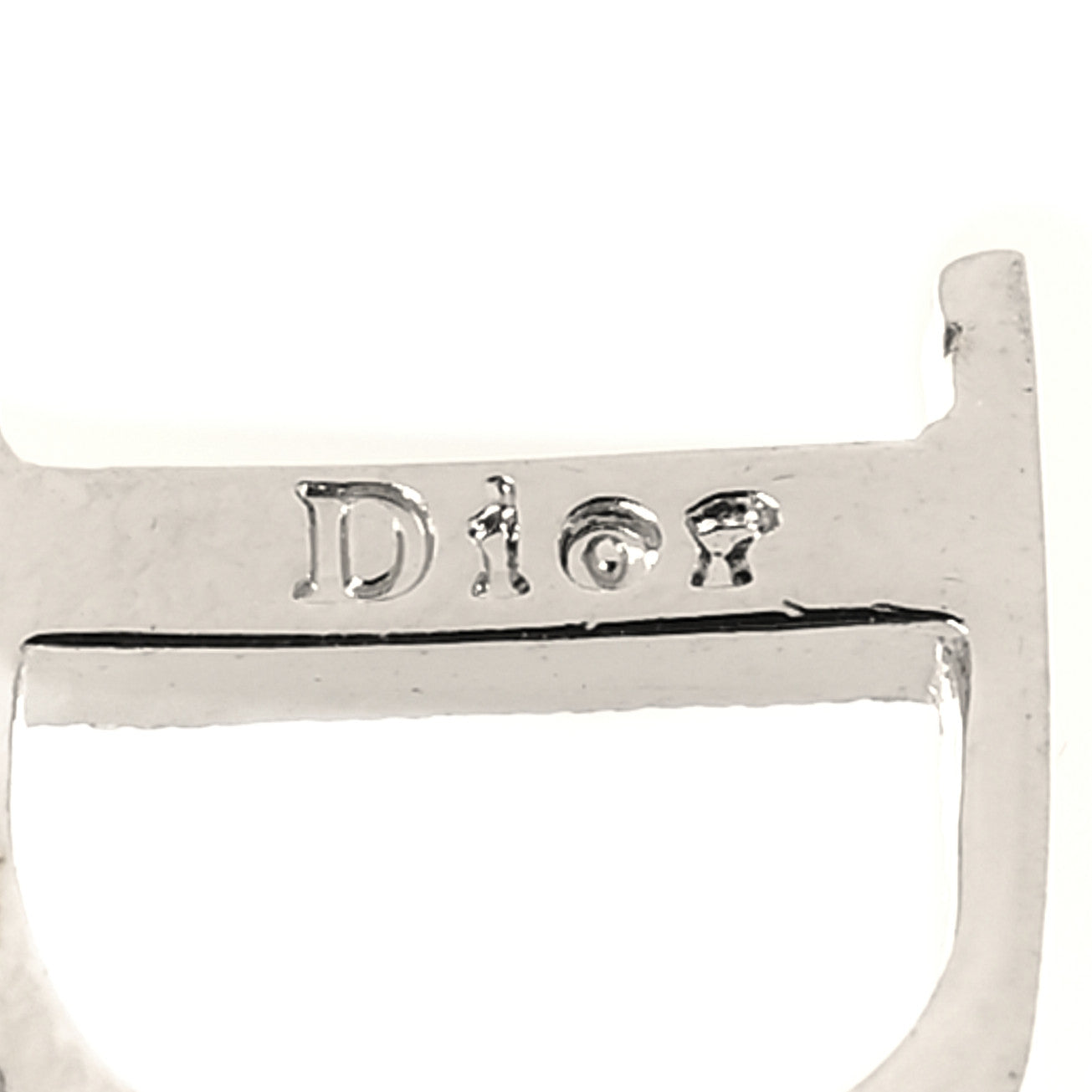 Christian Dior Crystal Hoop Earrings Silver 4 of 4