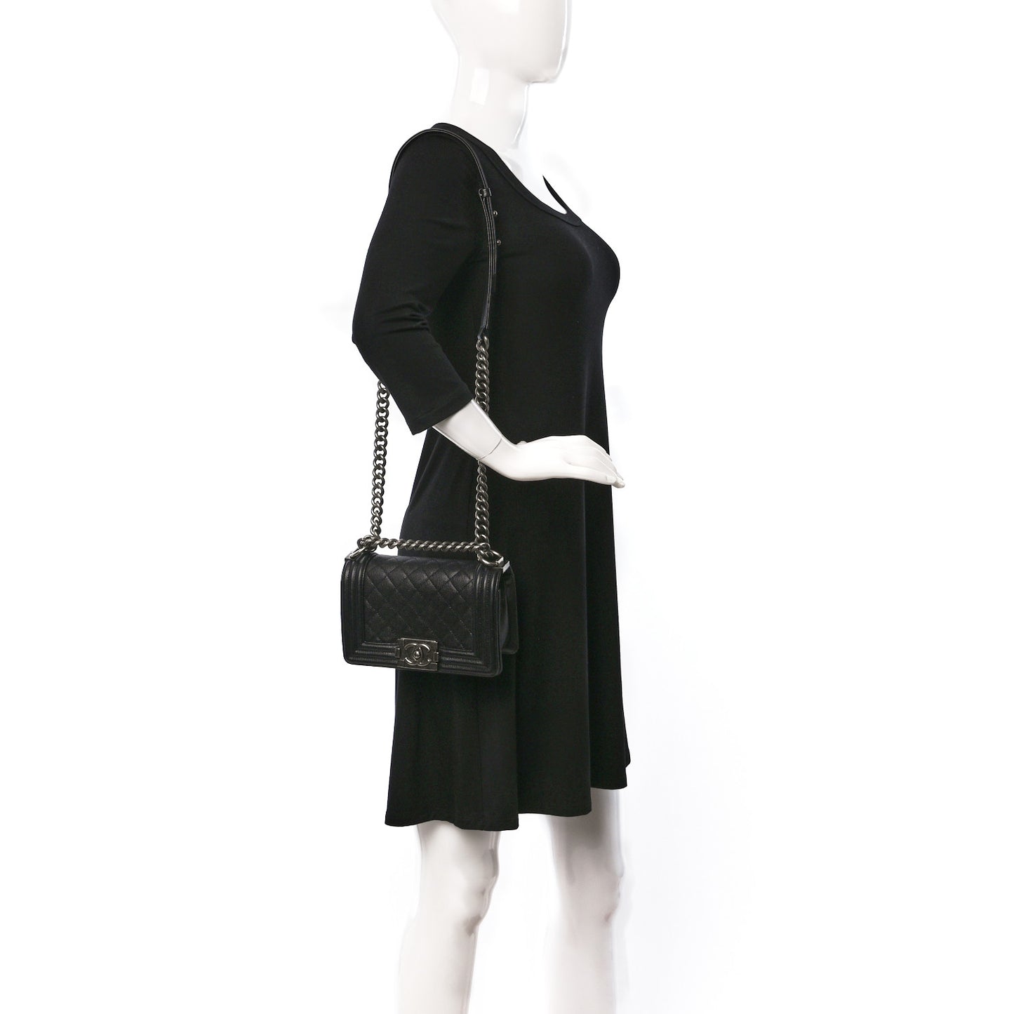Caviar Quilted Small Boy Flap Black