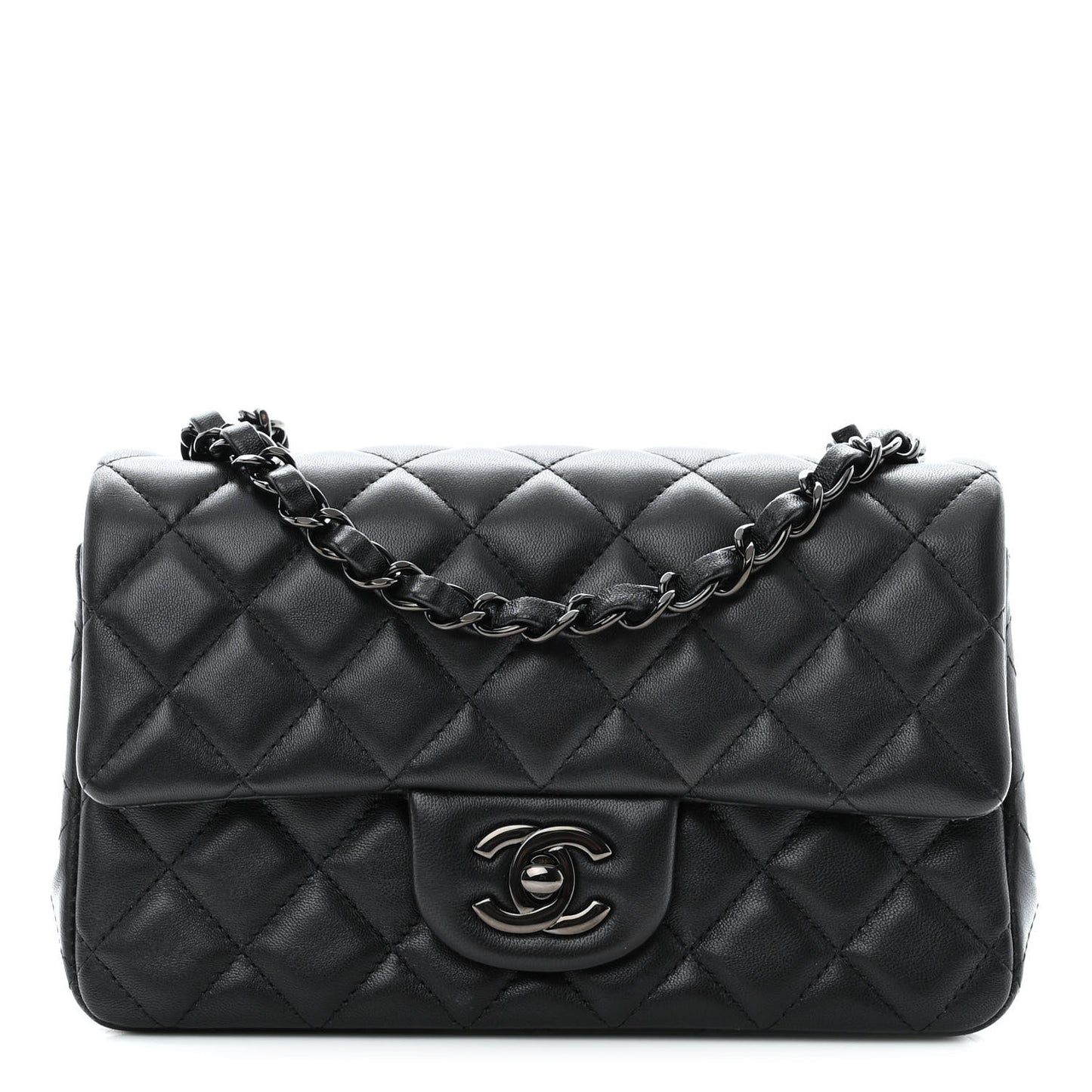 Lambskin Quilted Mini Rectangular Flap So Black