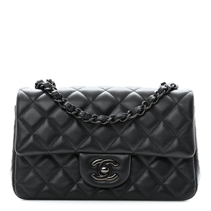 Chanel Lambskin Quilted Mini Rectangular Flap So Black 1 of 11