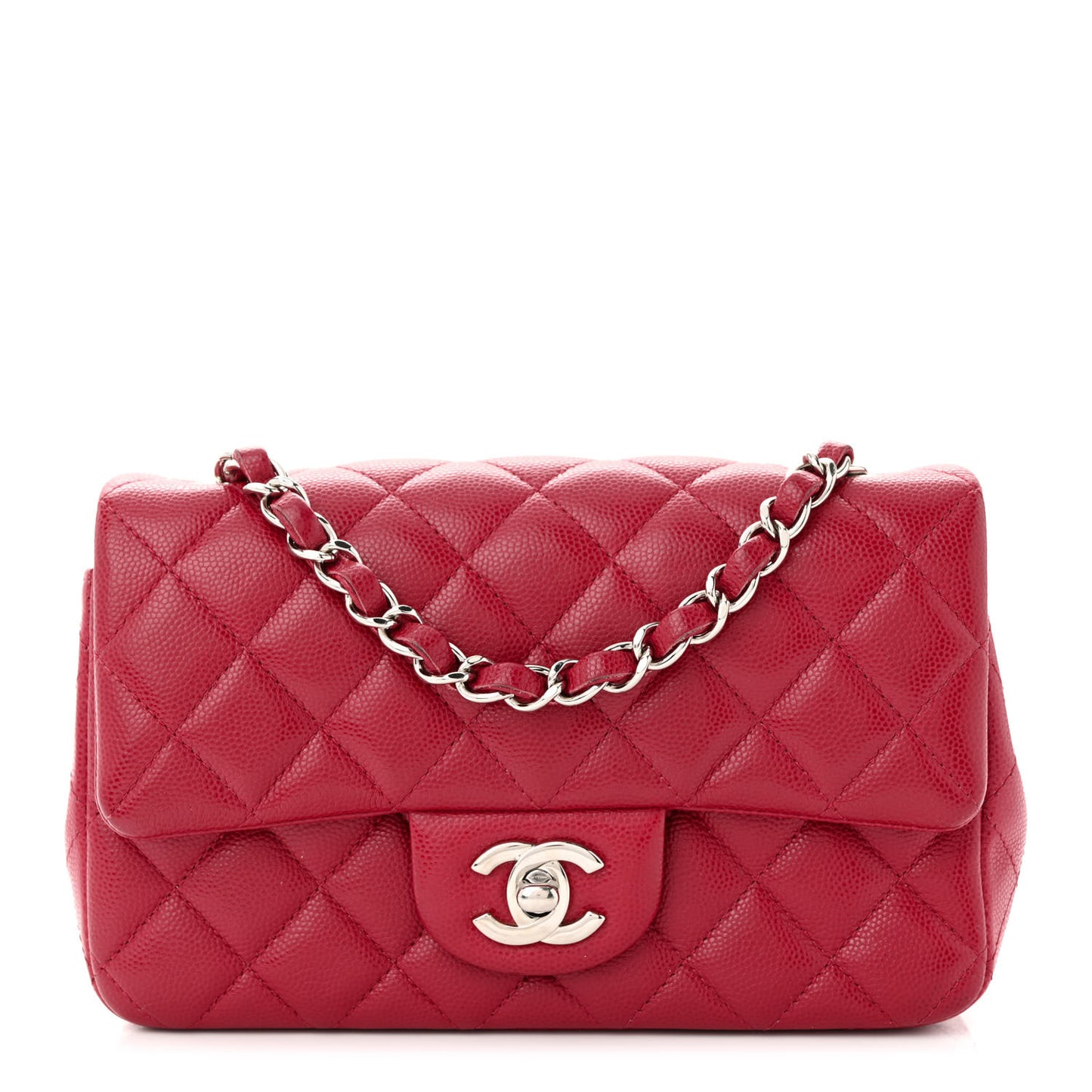 Caviar Quilted Mini Rectangular Flap Red