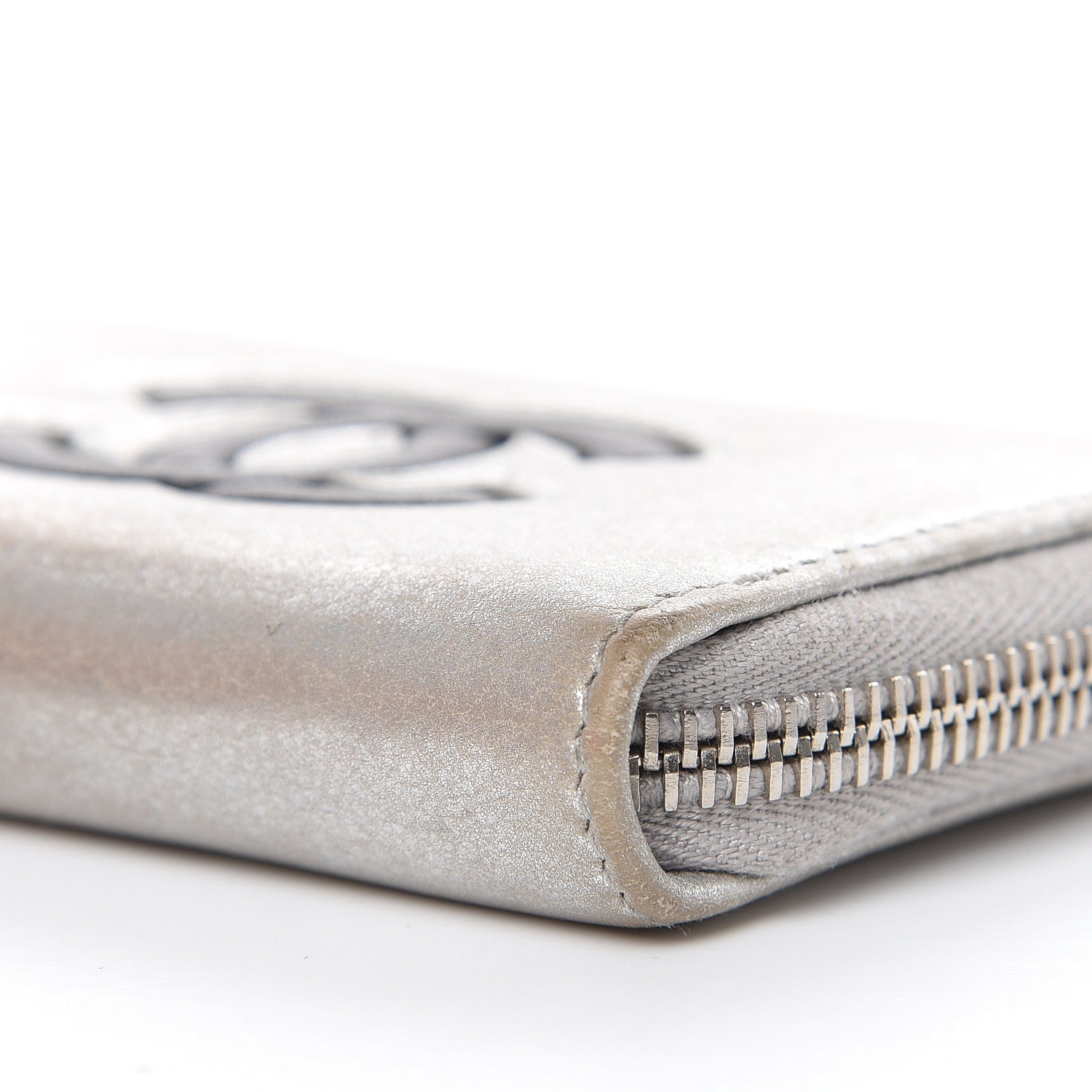 Chanel Metallic Calfskin Timeless Zip Coin Purse Silver Black 9 of 10