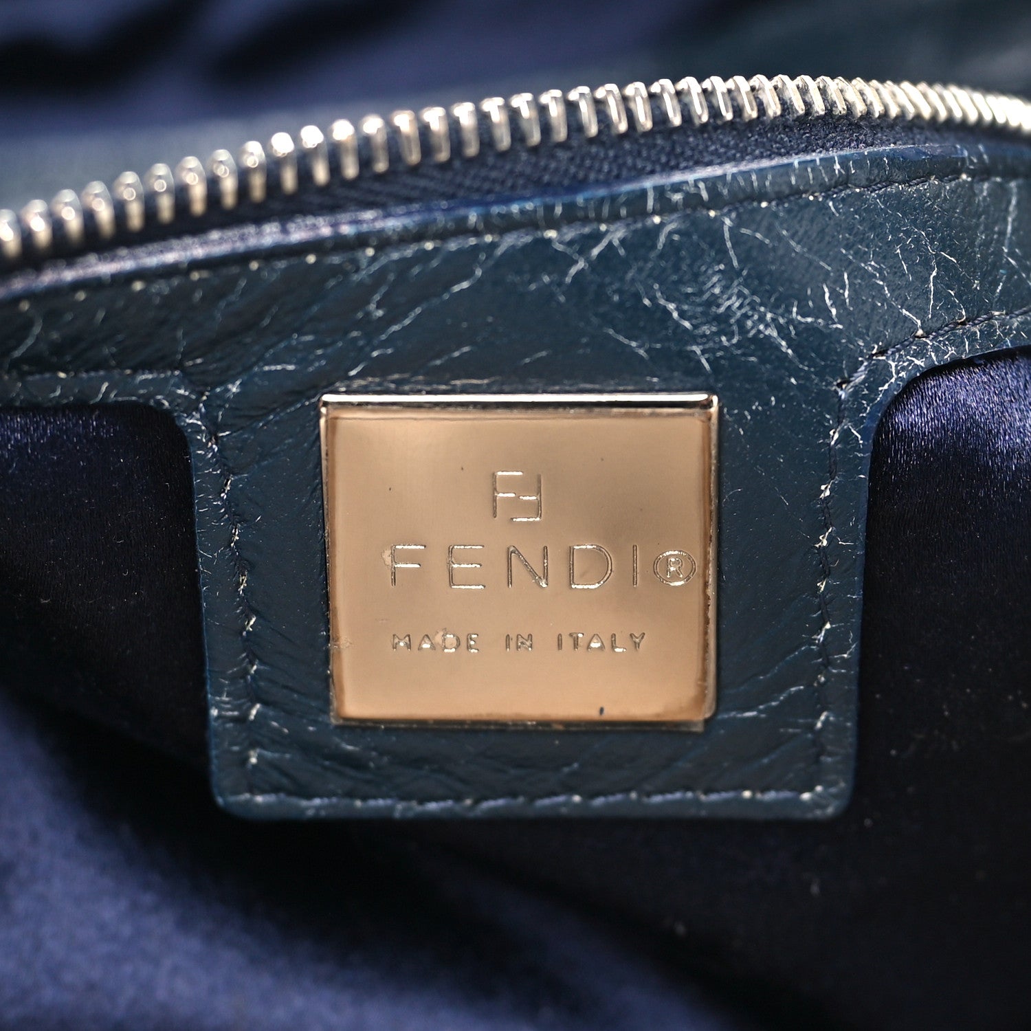 Fendi Vitello Bi-Color Mama Baguette Blue Beige 8 of 9