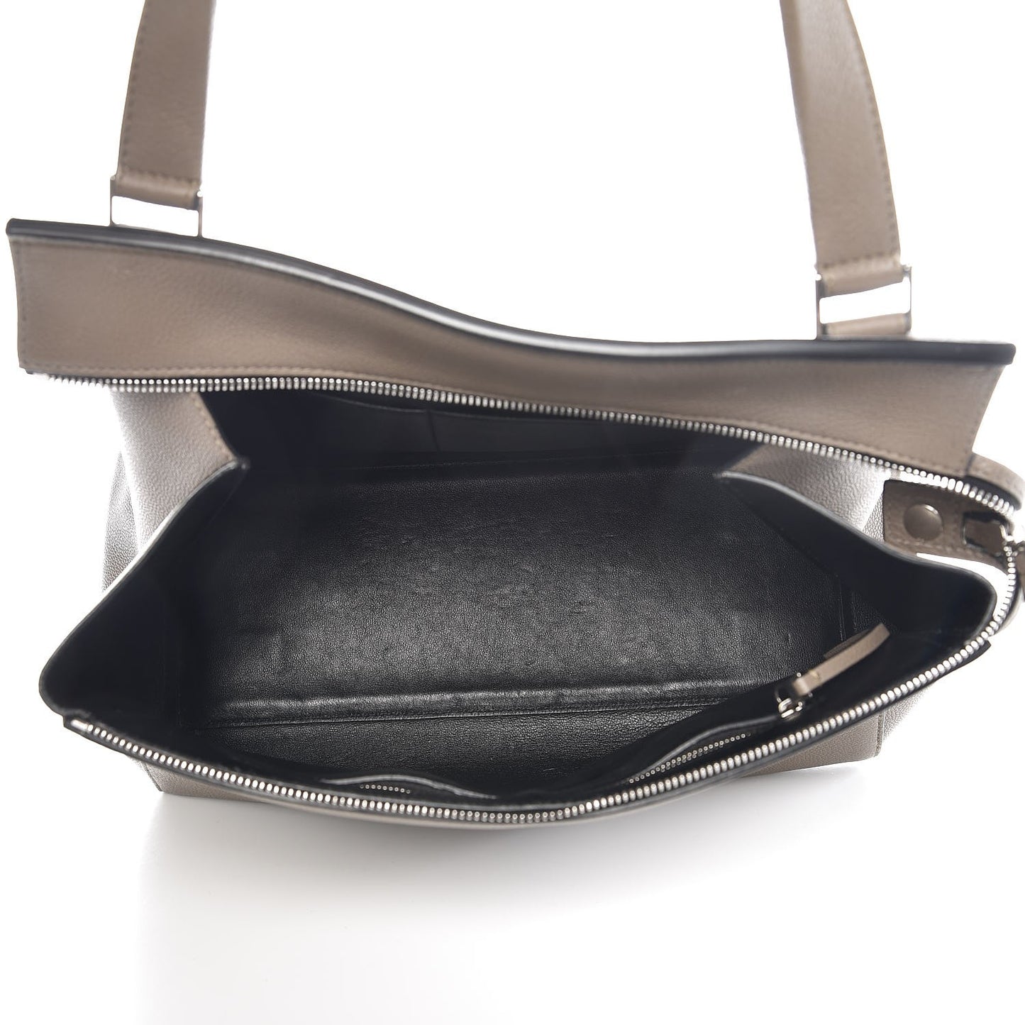 Drummed Calfskin Medium Edge Shoulder Bag Grey