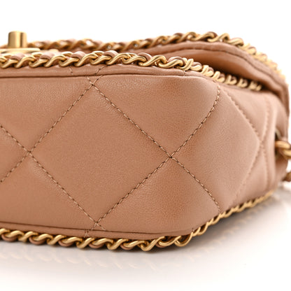 Chanel Lambskin Chain Around Top Handle Flap Dark Beige 10 of 12
