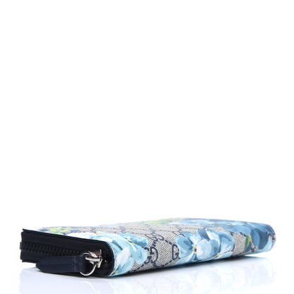 Gucci GG Supreme Monogram Blooms Zip Around Wallet Blue 4 of 10