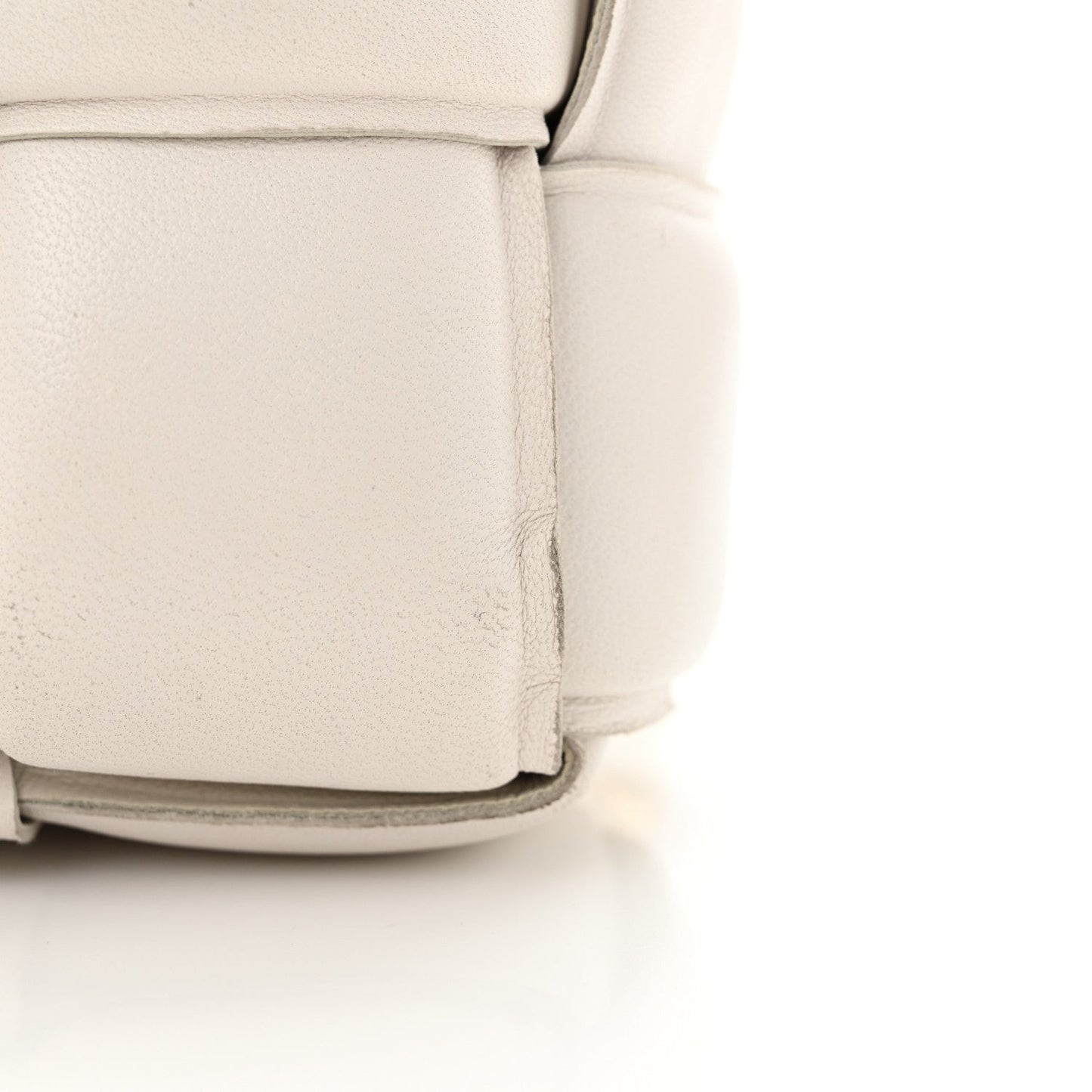 Lambskin Maxi Intreccio Padded Chain Cassette Crossbody Bag White