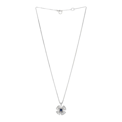 Bulgari 18K White Gold Diamond Blue Sapphire Fiorever Pendant Necklace 3 of 6