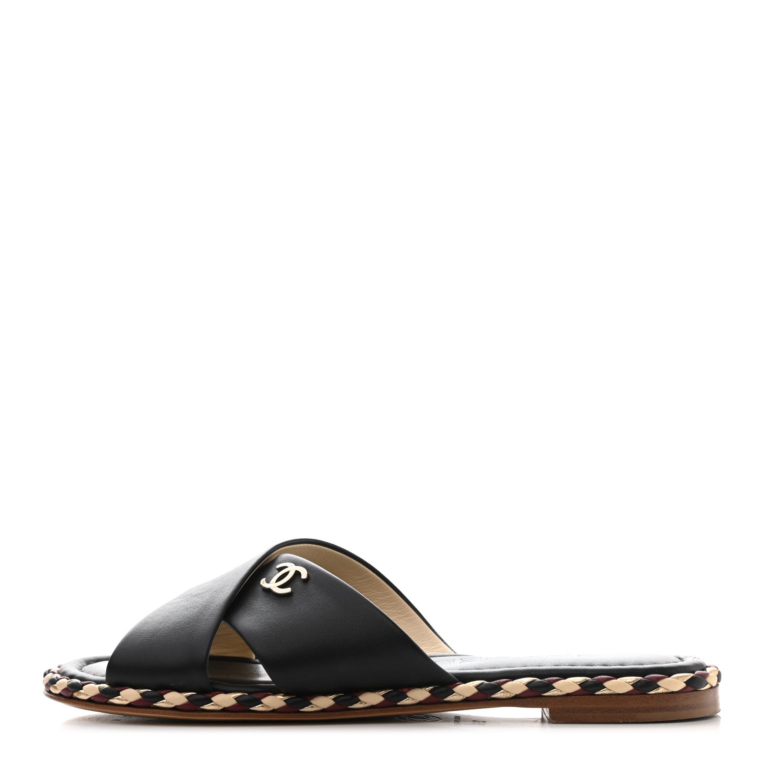 Chanel Lambskin Braided Mule Sandals 35 Black 1 of 8