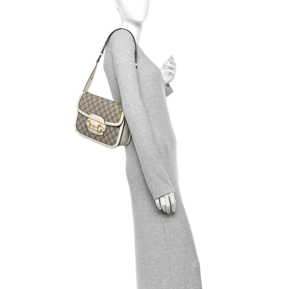 Gucci GG Supreme Monogram Horsebit 1955 Shoulder Bag Beige Mystic White 2 of 11