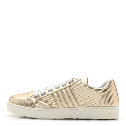 Prada Metallic Nappa Diagramme Sneakers 35 Pirite 1 of 10