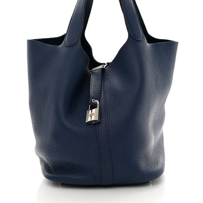 Hermes Taurillon Clemence Picotin Lock 26 GM Bleu Saphir 8 of 10