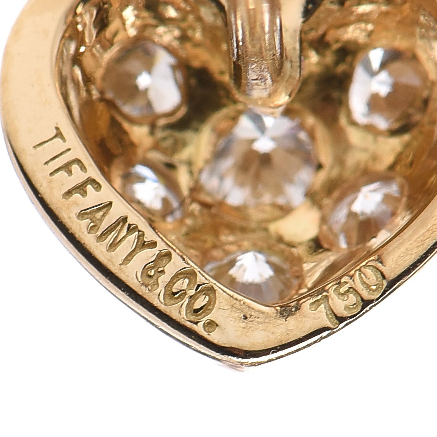 18K Yellow Gold Diamond Heart Earrings