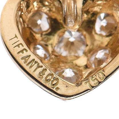 Tiffany 18K Yellow Gold Diamond Heart Earrings 4 of 5