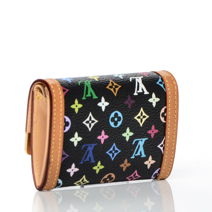 Louis Vuitton Monogram Multicolor Porte-Monnaie Plat Coin Purse Black 3 of 6