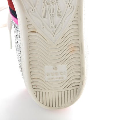 Gucci Glitter Web Womens Ace Sneakers 34.5 Silver 6 of 7