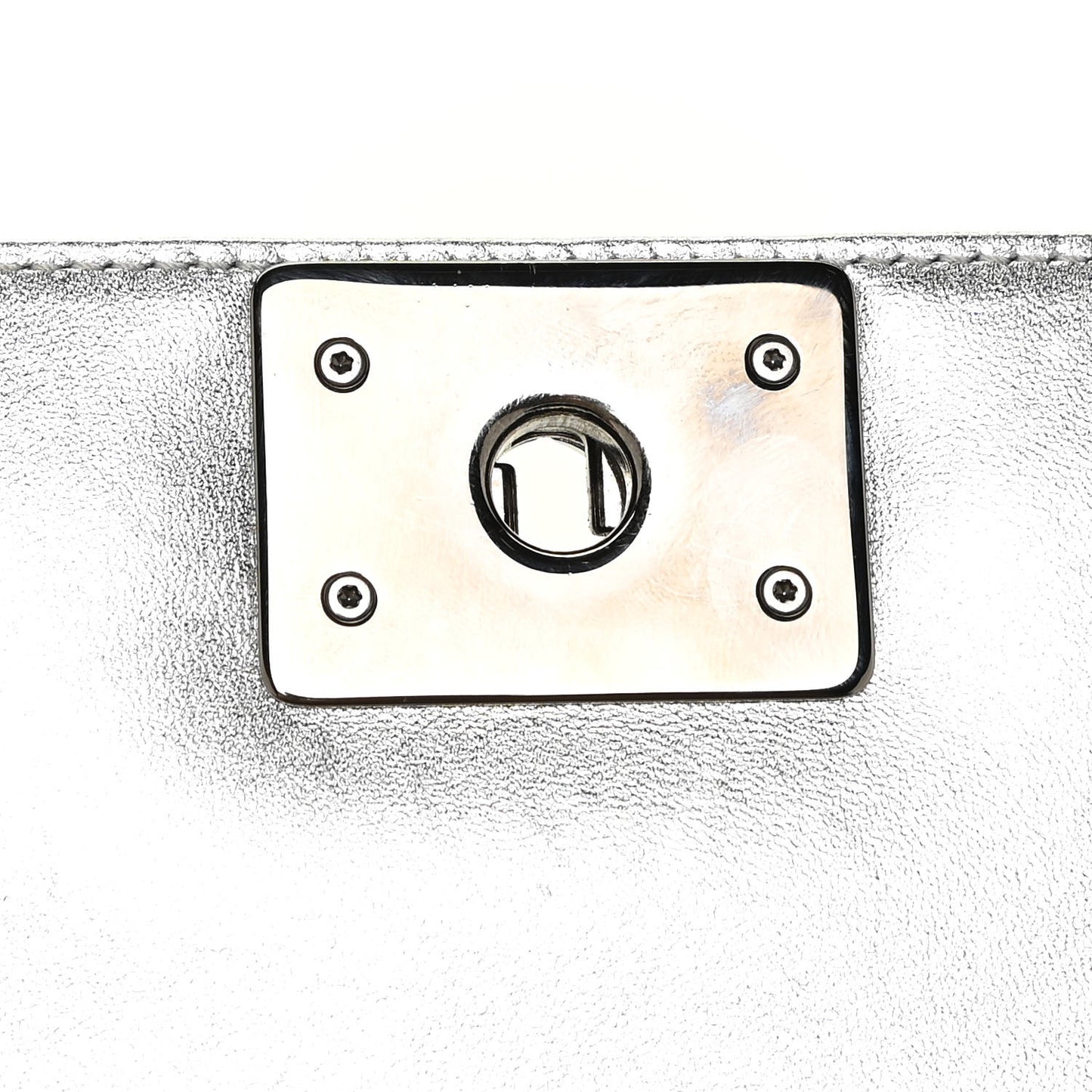 Metallic Patent Calfskin Quilted Medium Boy Flap Silver