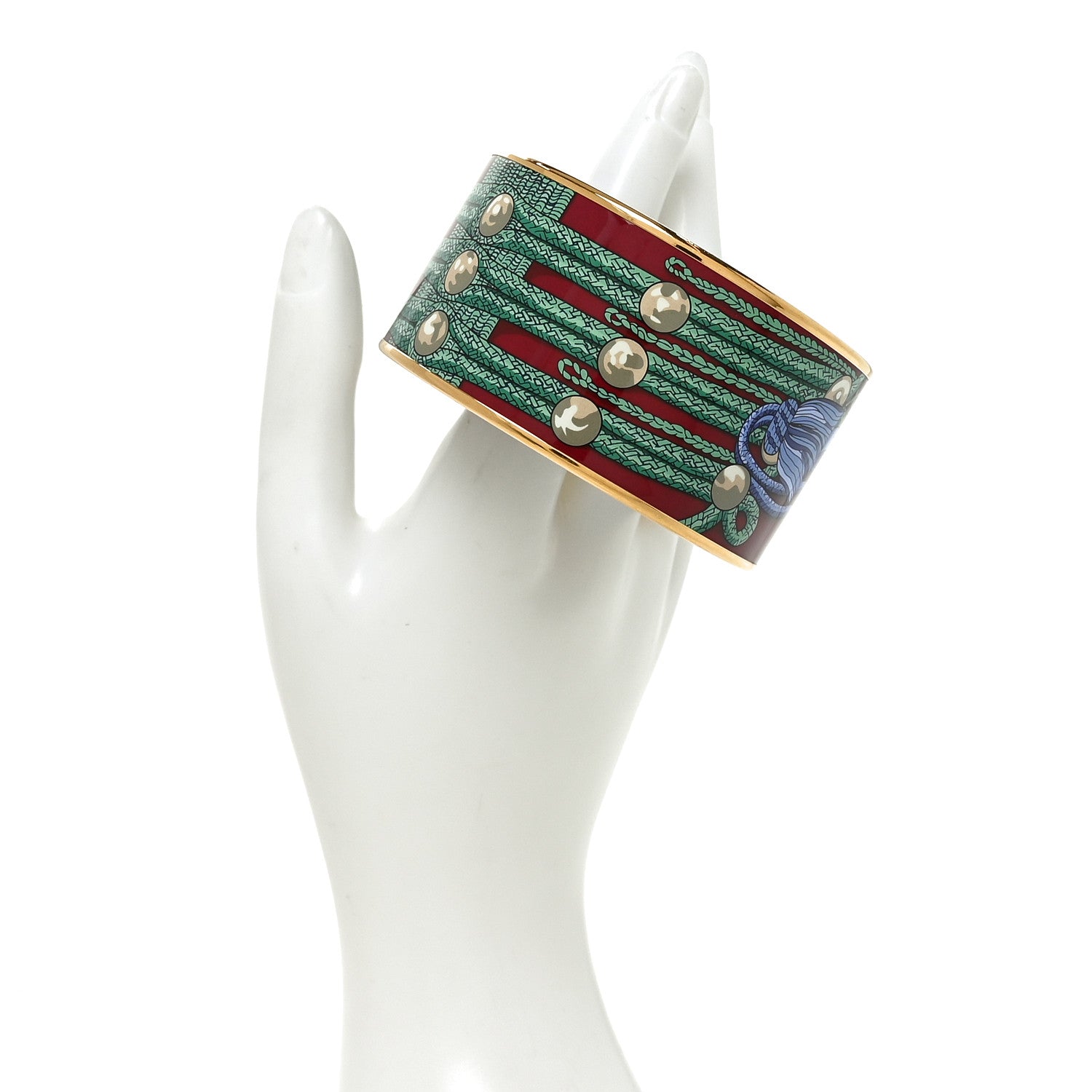 Hermes Enamel Printed Brandebourgs Extra Wide Bracelet 2 of 5