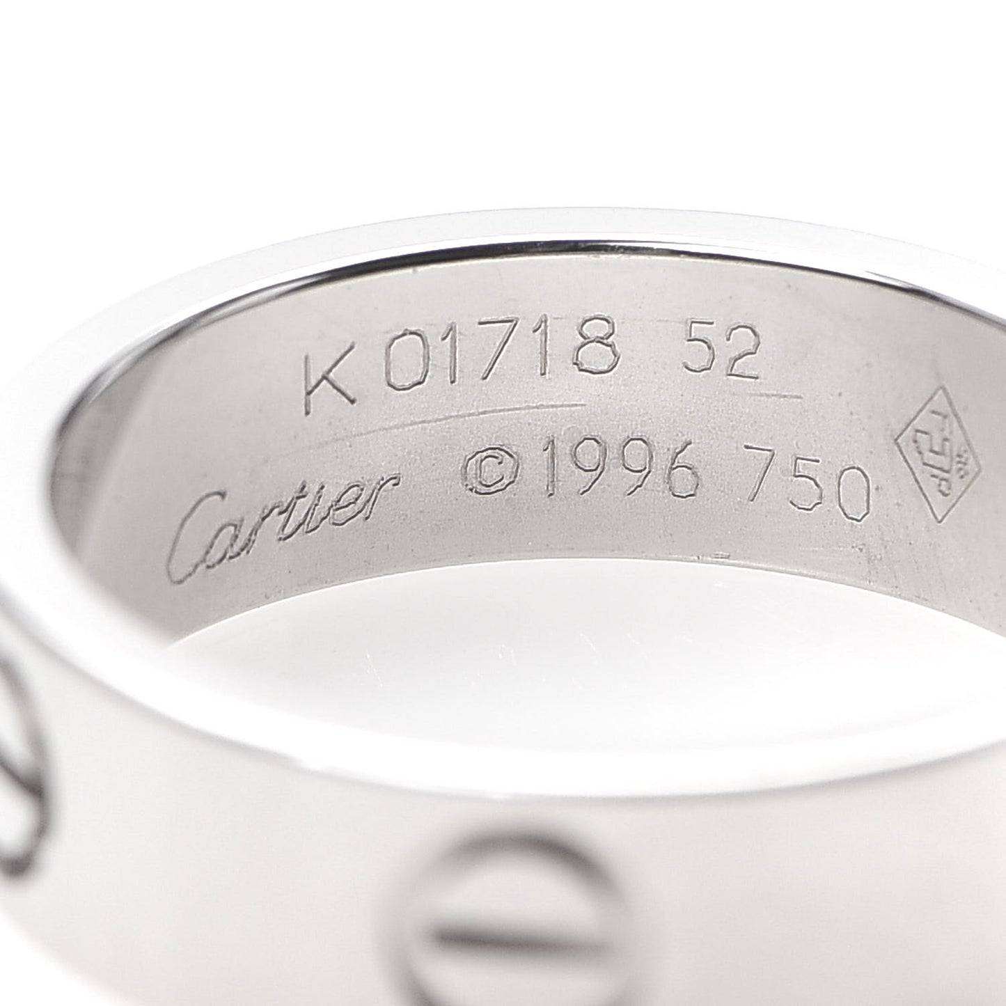 18K White Gold 5.5mm LOVE Ring 52 6