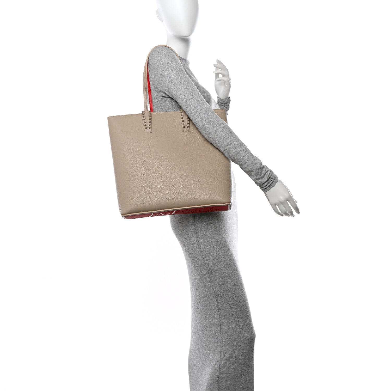 Christian Louboutin Calfskin Empire Spikes Cabata Tote Saharienne 2 of 11