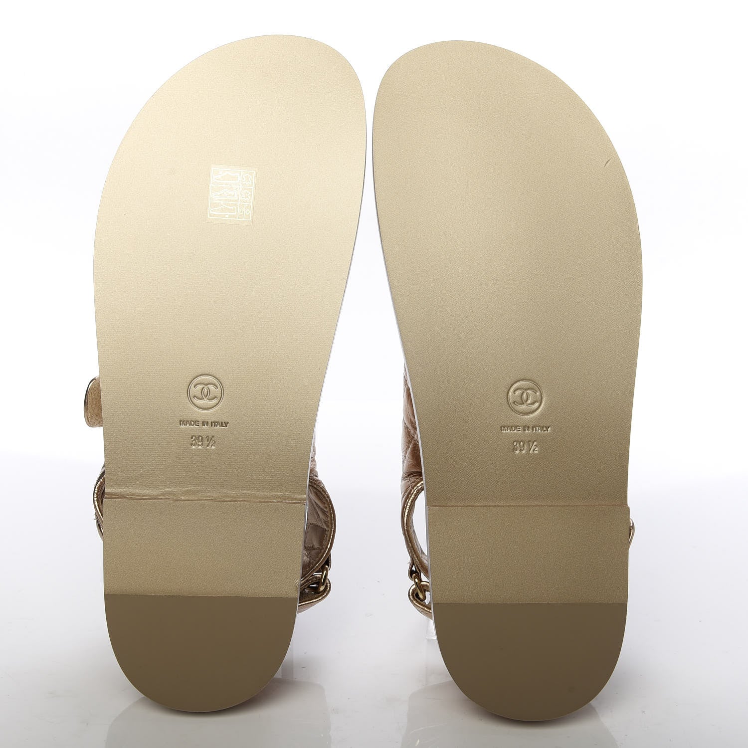 Chanel Iridescent Lambskin Quilted Velcro Dad Sandals 39.5 Light Bronze 5 of 10
