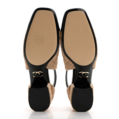 Chanel Suede Kidskin Patent Cap Toe Quilted Mary Jane Flats 41 Beige Black 5 of 10