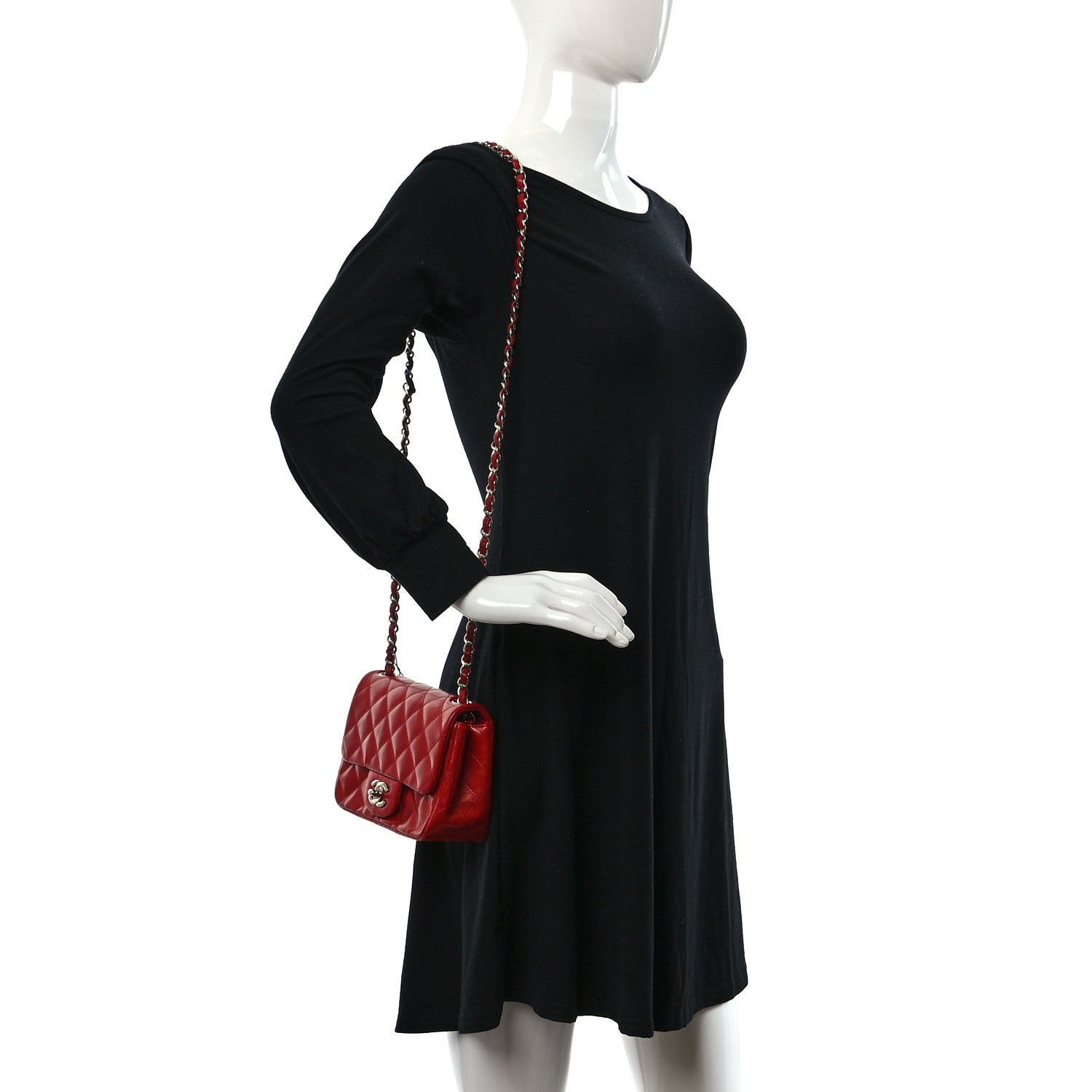 Chanel Lambskin Quilted Mini Square Flap Red 2 of 9