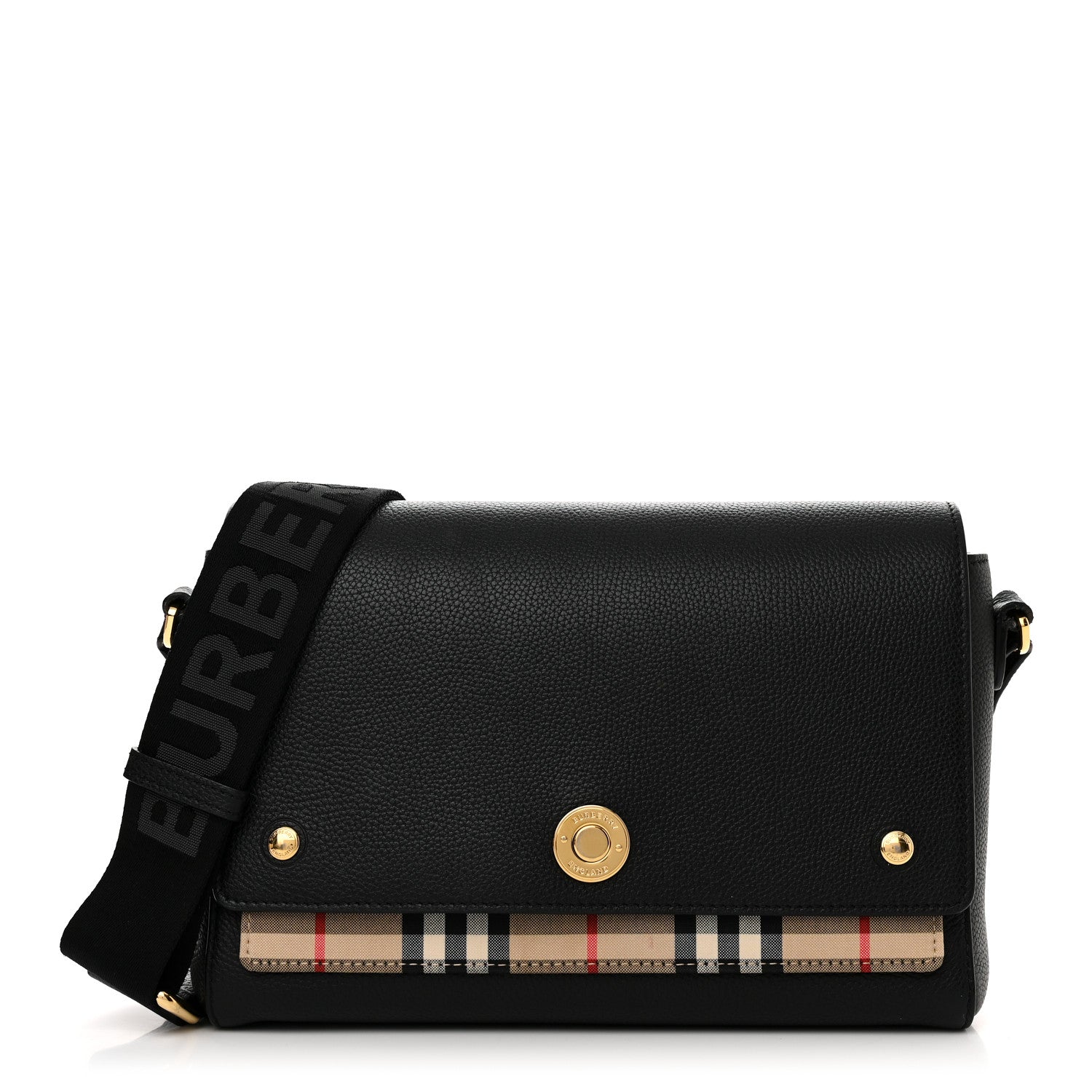 Burberry Grainy Calfskin Vintage Check Note Crossbody Bag Black 1 of 11