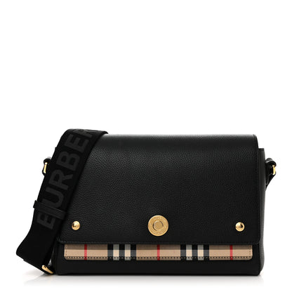 Burberry Grainy Calfskin Vintage Check Note Crossbody Bag Black 1 of 11