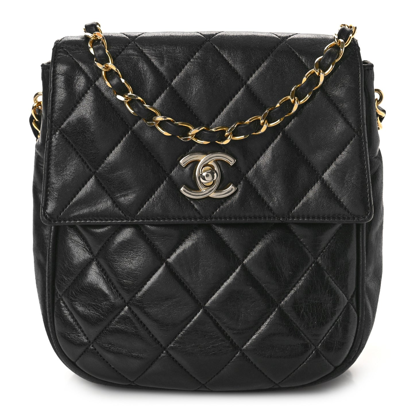 Lambskin Quilted Extra Mini Flap Black