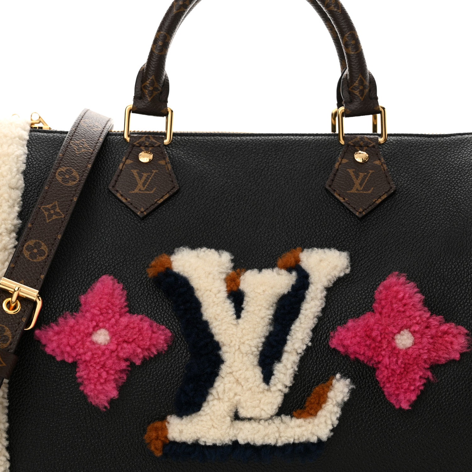 Louis Vuitton Calfskin Monogram Teddy Speedy Bandouliere 30 Black 7 of 11