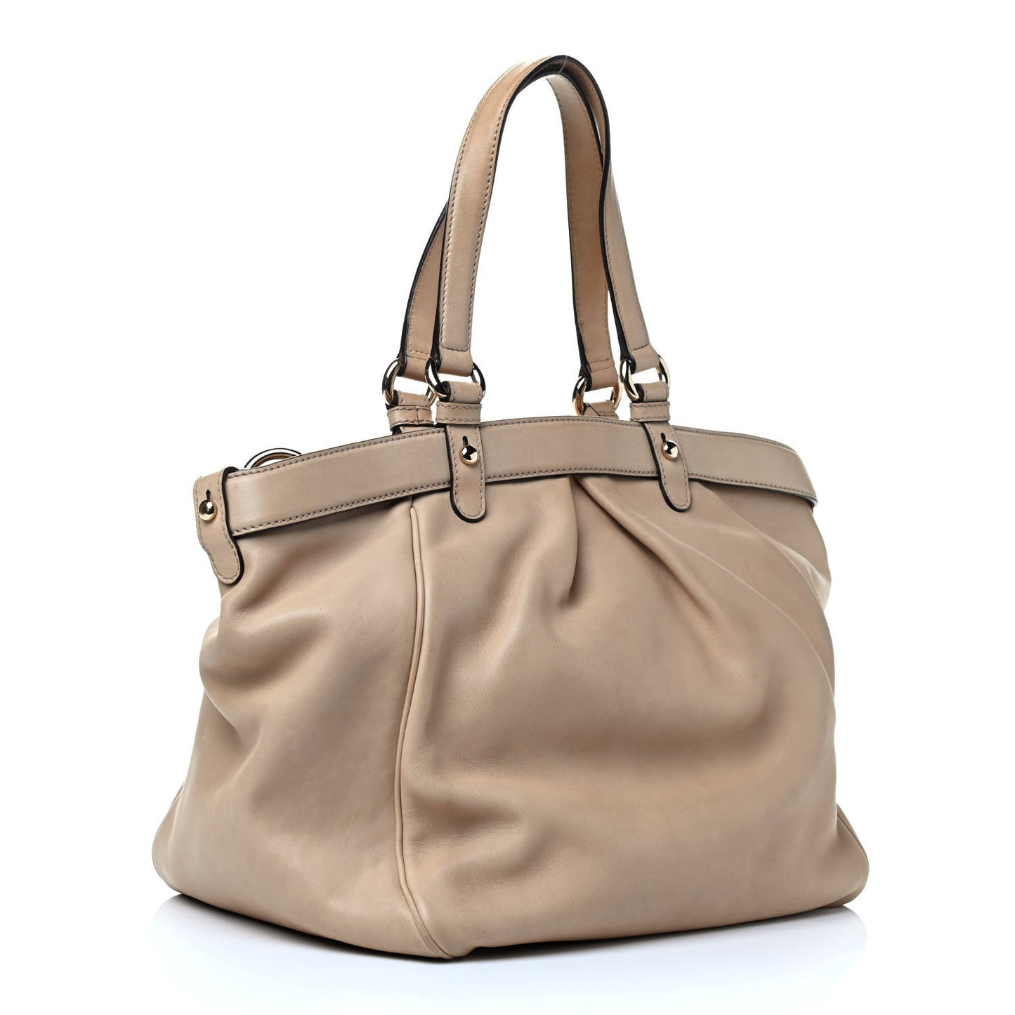 Calfskin Medium Bamboo Buckle Tote Beige