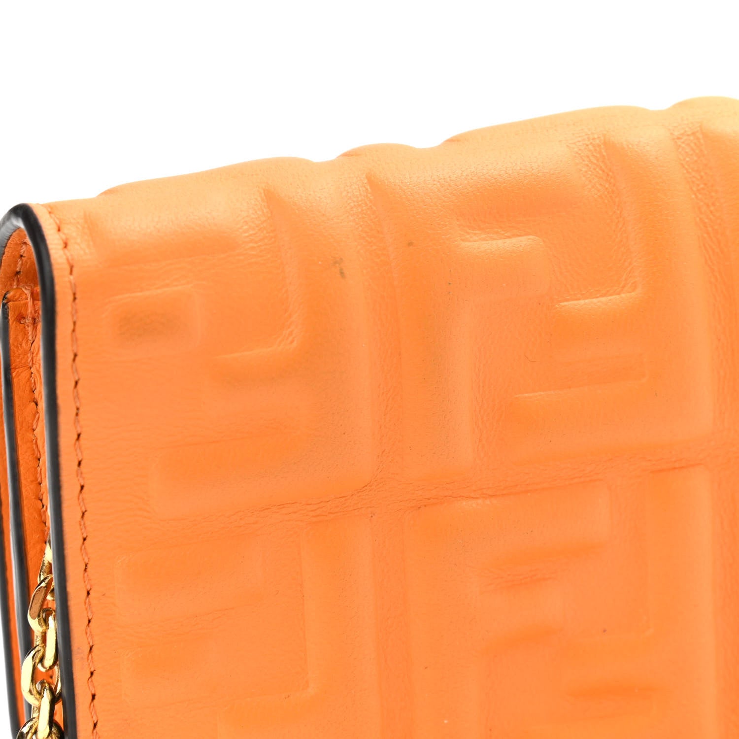 Fendi Nappa Matisse FF Embossed Continental Wallet On Chain Clementine 9 of 15